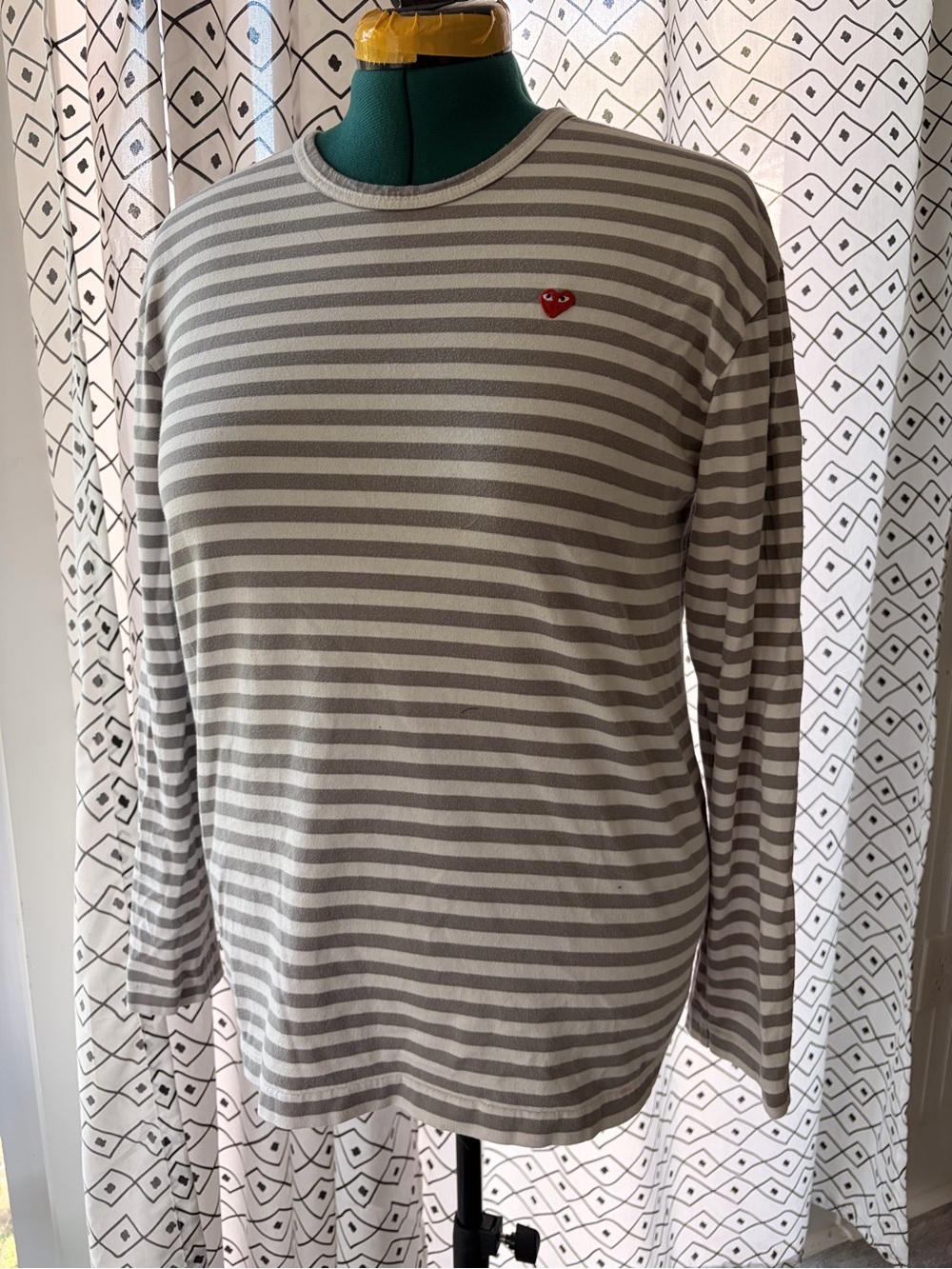 Play Come des Garcons Striped Crewneck long sleeve cotton shirt xl